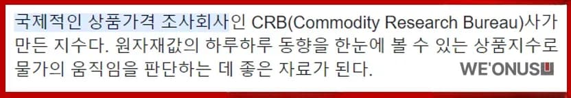 CRB 지수 구성 원자재 개요