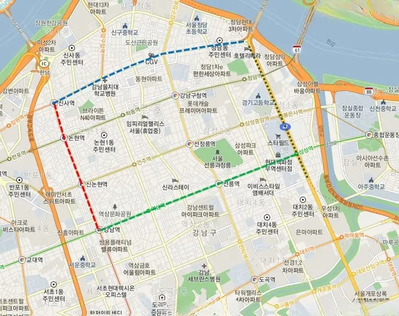 강남대로 라인 분석